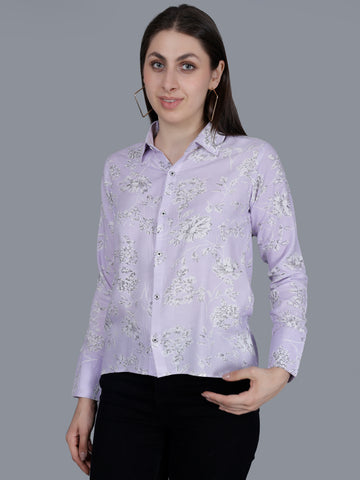 Vaijal Women's Casual Rayon Floral Print Full Sleeve Spread Collar Regular Fit Stylish Shirt