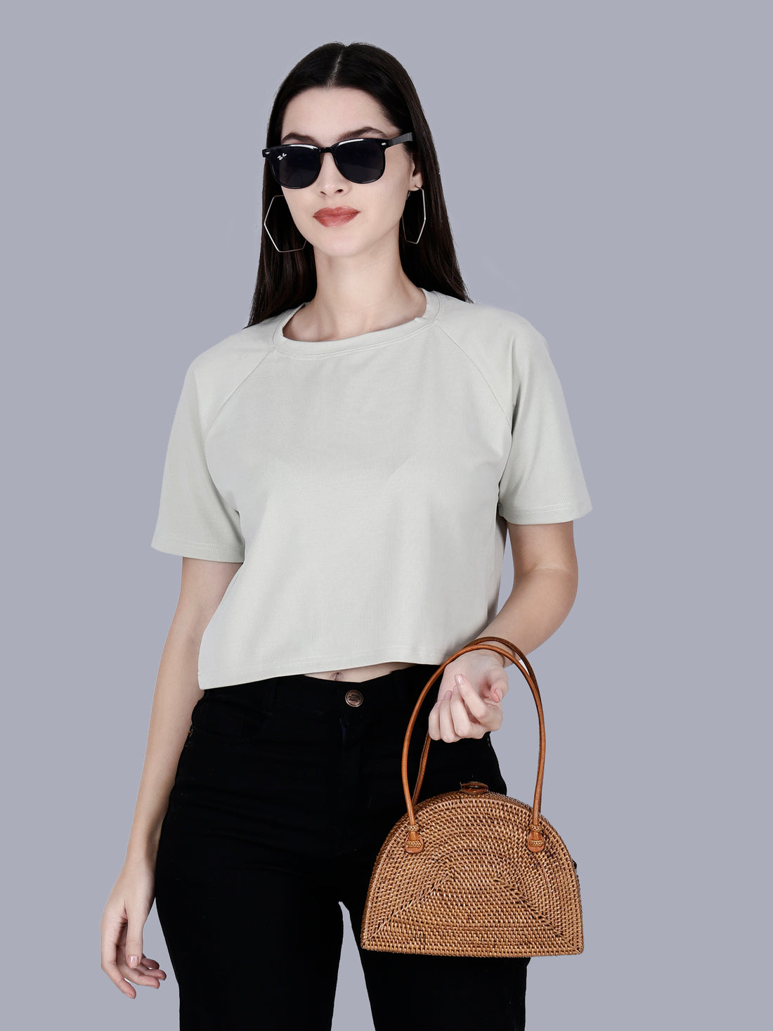 Vaijal Women's Half Sleeve Striped Regular Fit Ribbed Crop Top