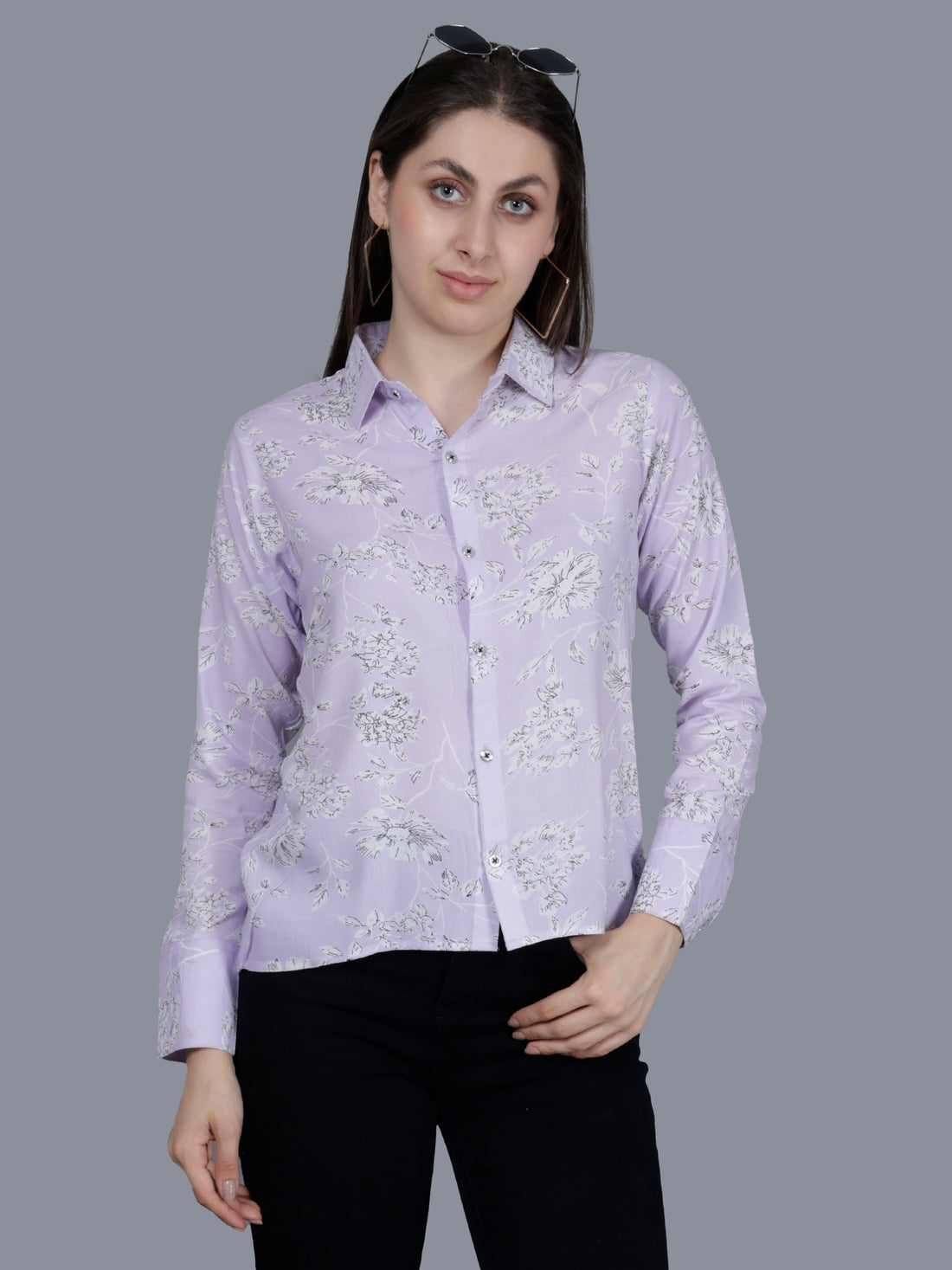 Vaijal Women's Casual Rayon Floral Print Full Sleeve Spread Collar Regular Fit Stylish Shirt