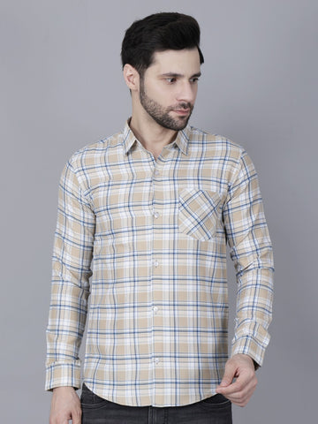 Vaijal Men's Casual Regular Fit Checkred Full Sleeve Cotton Shirt