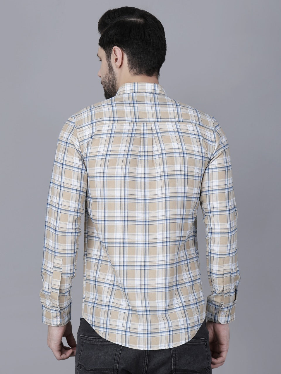 Vaijal Men's Casual Regular Fit Checkred Full Sleeve Cotton Shirt